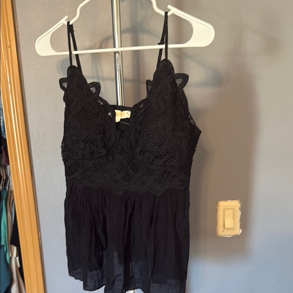 Rebellion Black Bustier Peplum Camisole Top